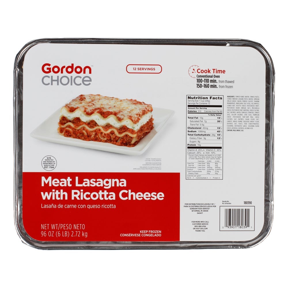 Meat Lasagna Entree - Gordon Restaurant Market