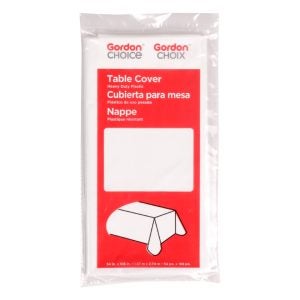 White Plastic Table Cover | Packaged