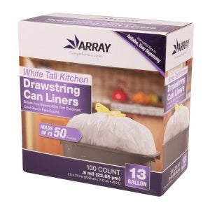 Tall Kitchen Drawstring Can Liners | Packaged