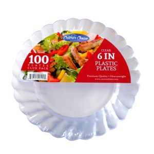 6" Clear Plastic Plates | Packaged