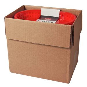 Red Plastic Oval Basket | Packaged