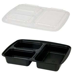 32 Oz. 3 Compartment Plastic Containers With Lids - Gordon Restaurant 