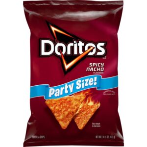 Party Size Nacho Cheese Flavored Tortilla Chips | Packaged