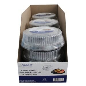 TRAY PLAS 12" RND W/LID 9-3CT SABR | Packaged