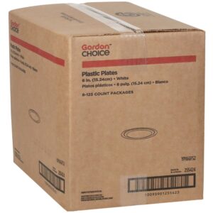 6″ White Plastic Plates | Corrugated Box