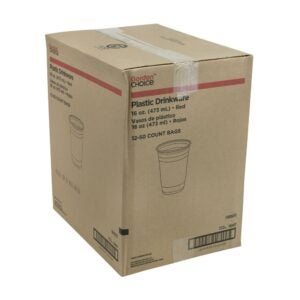 16oz Red Plastic Cups | Corrugated Box